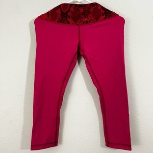 Lululemon Leggings Womens Size 8 Snake Print Pink Polyester Athletic Running